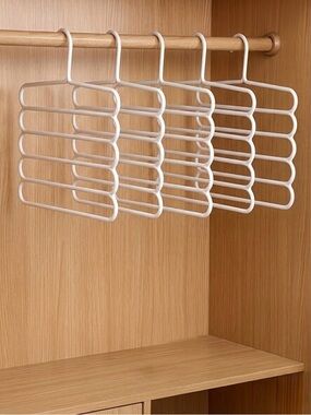 5pcs Multifunctional 5-Layer Pants Rack Anti-Slip Scarf & Trouser Storage Hanger